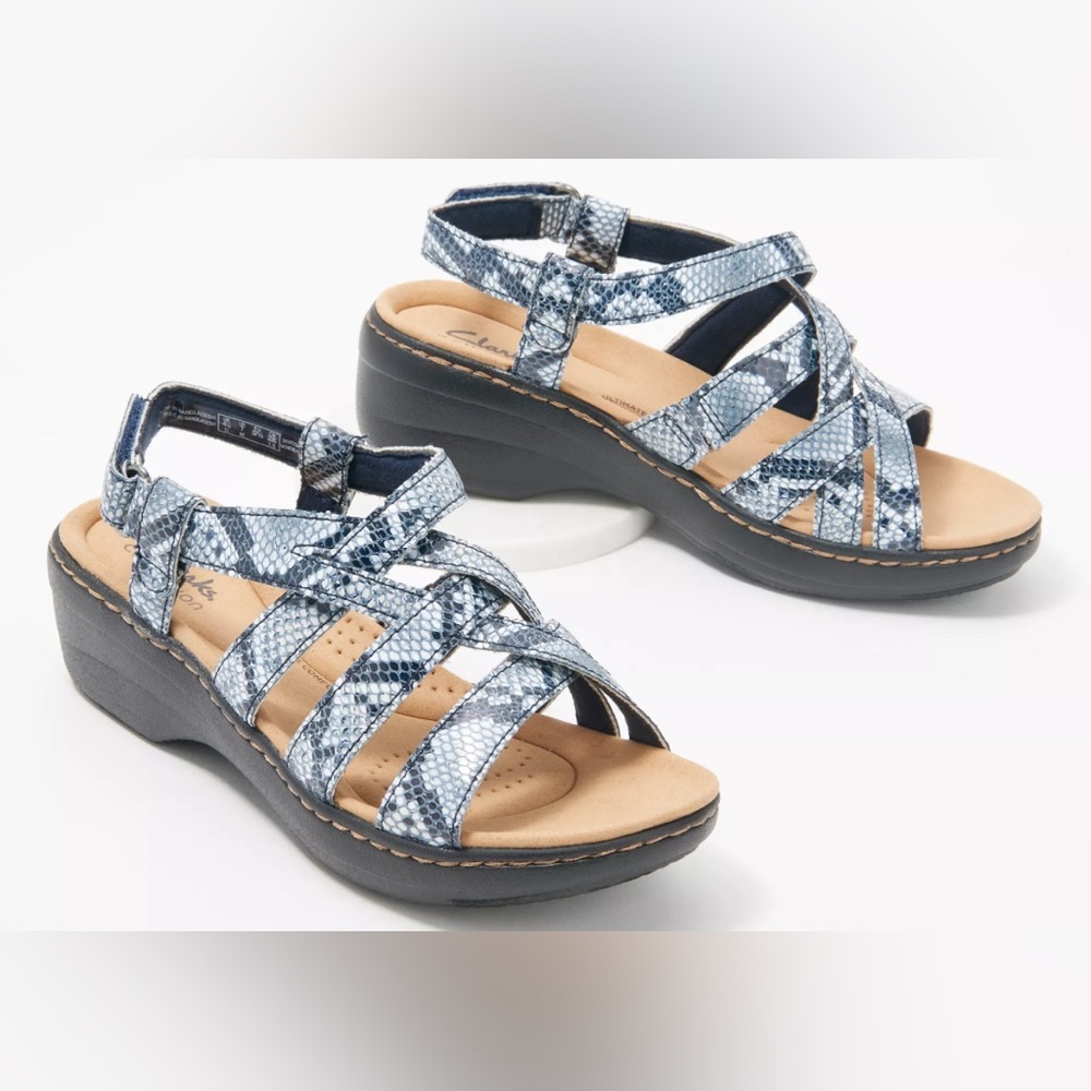 Women’s Clarks Merliah Rose strappy sandal‎ with snake print